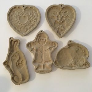 Cookie Art Molds/Stamps Lot of 5 -Brown Bag